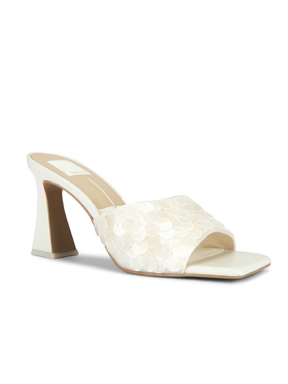 Dolce Vita Nandy Confetti Sandals Ivory Sequin Slides Mules Heels Revolve 7.5